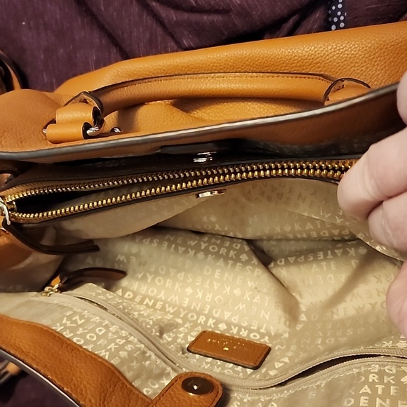 Kate Spade Larchmont Avenue Evangelie Satchel In Warm Cognac Pebbled Leather - Picture 9 of 13